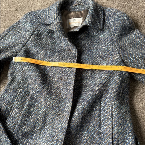 Vintage Aquascutum London Blue-Gray Tweed Overcoat with Matching Scarf - Picture 8 of 9
